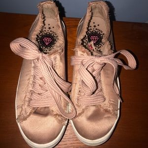 Pink suede sneakers